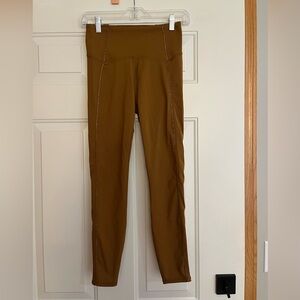 Women’s JoyLab high waist leggings with metallic trim. Golden tan. Size small